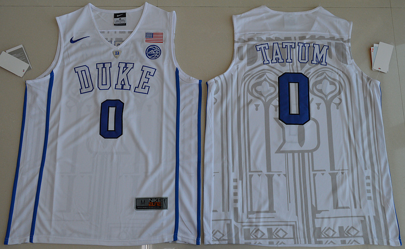 2017 NBA NCAA Duke Blue Devils #0 Jayson Tatum White V Neck College Basketball Authentic Jersey->more ncaa teams->NCAA Jersey